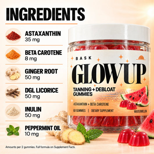 Bask™ Glowup Tanning + Debloat Gummies